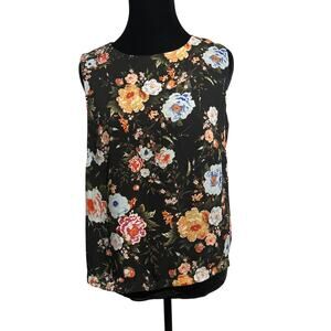 Rose & Olive Black Floral Sleeveless Blouse Size Small